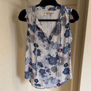 LOFT Women's Floral Sleeveless Top - Blue and Gray